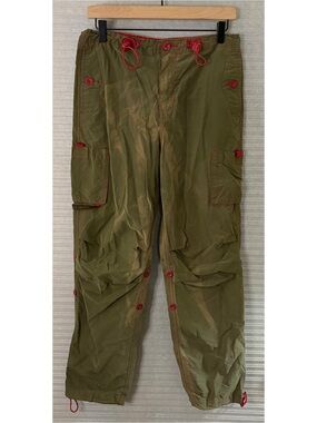 Vintage Y2K L.E.I. Green Nylon Cargo Pants Gorpcore Utility Mcbling 2000s Grunge